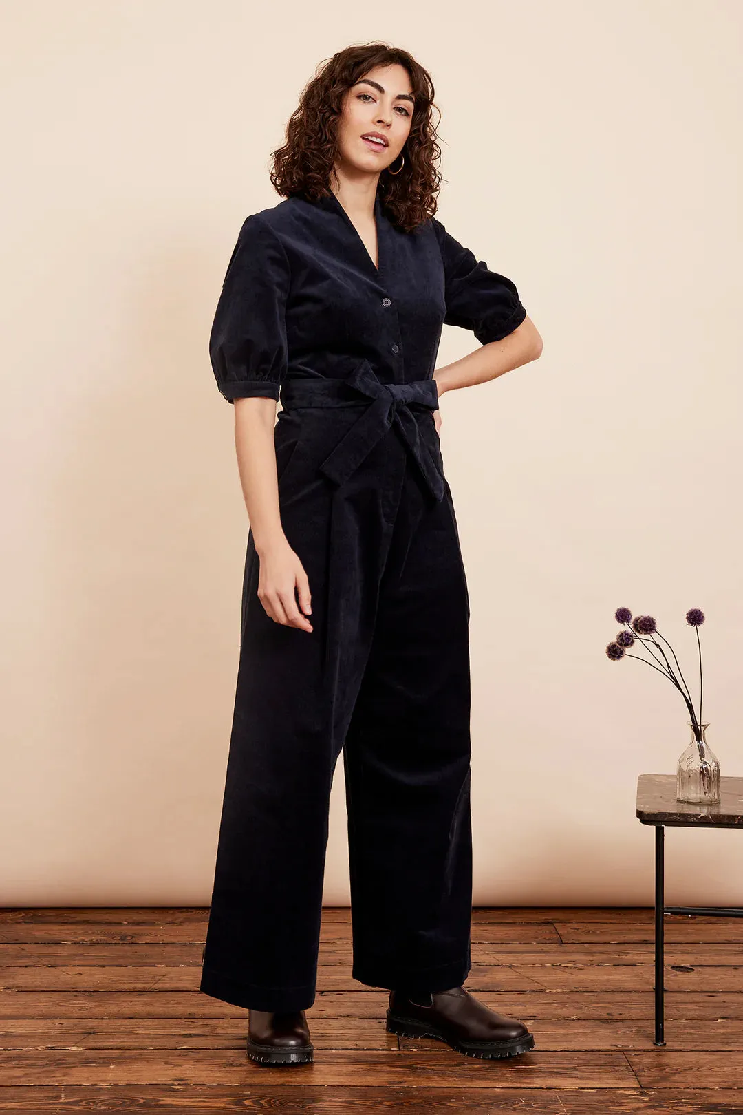 Stella Needlecord Navy Black Jumpsuit