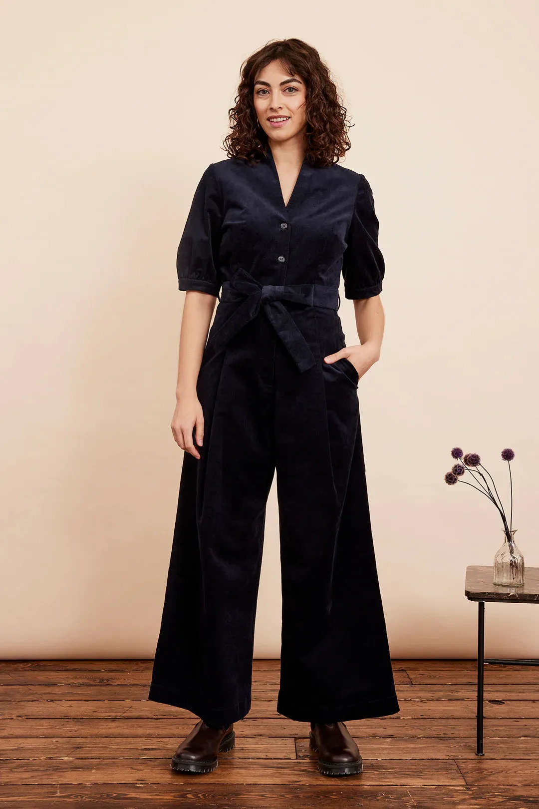 Stella Needlecord Navy Black Jumpsuit