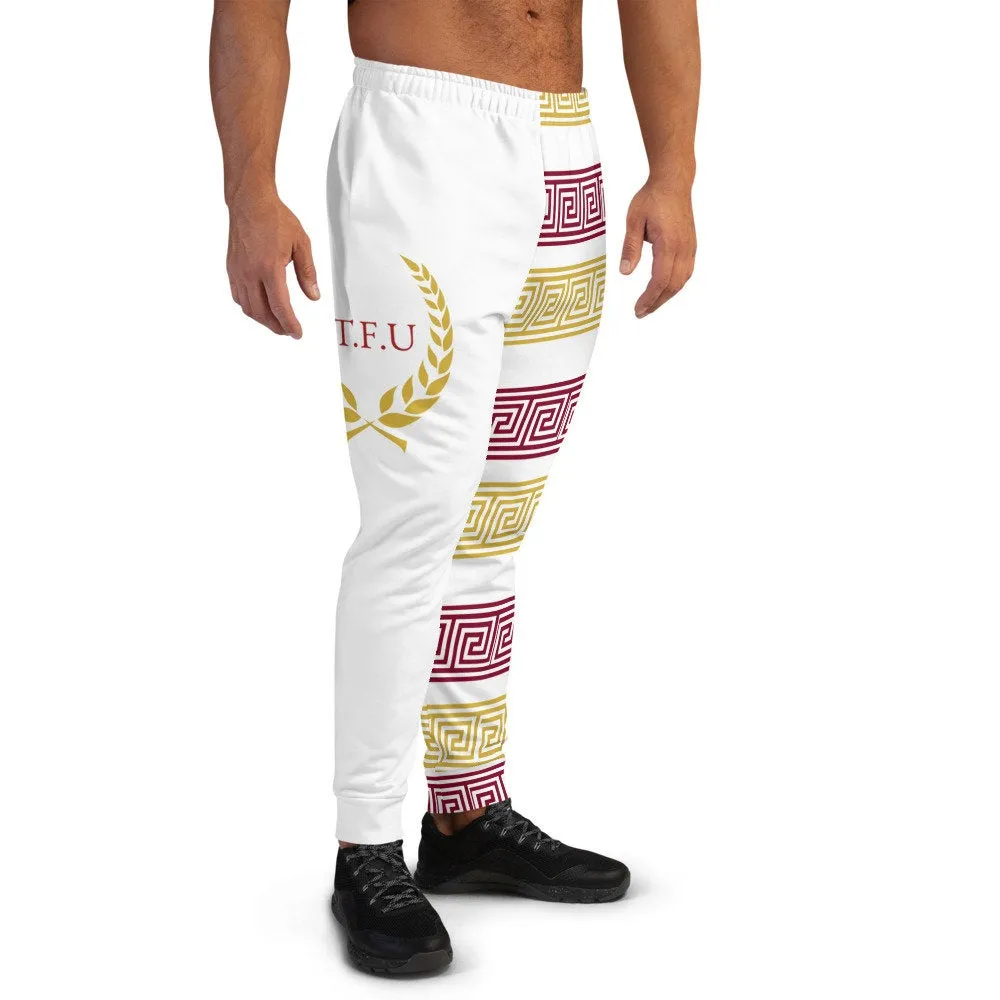 STFU Greek Joggers - Burgundy & Gold on White
