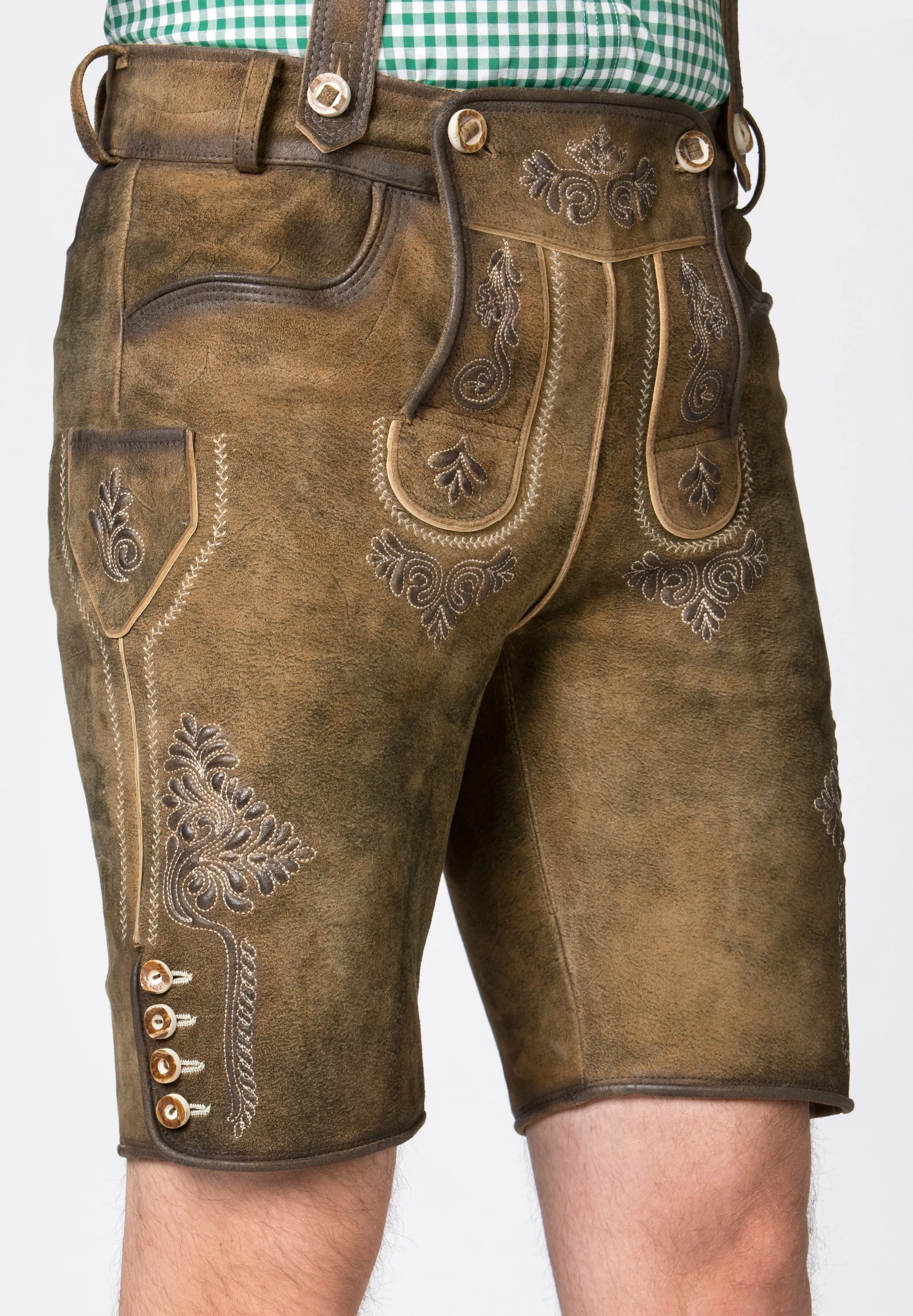 Stockerpoint Men's Lederhosen "Beppo4" Wildbock H-Straps Havana (46,48,50,54,56)