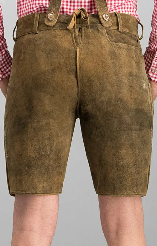 Stockerpoint Men's Lederhosen "Beppo4" Wildbock H-Straps Havana (46,48,50,54,56)