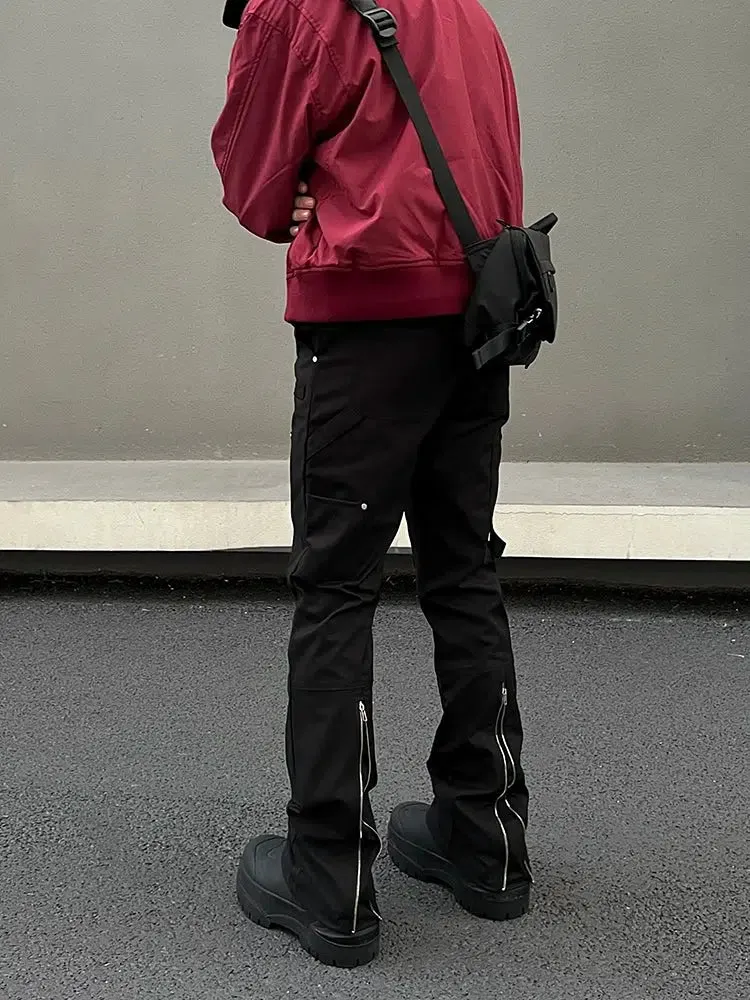Straight Micro-Flared Overalls Pants