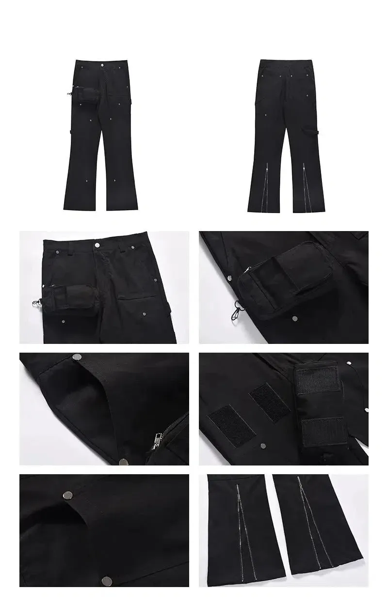 Straight Micro-Flared Overalls Pants