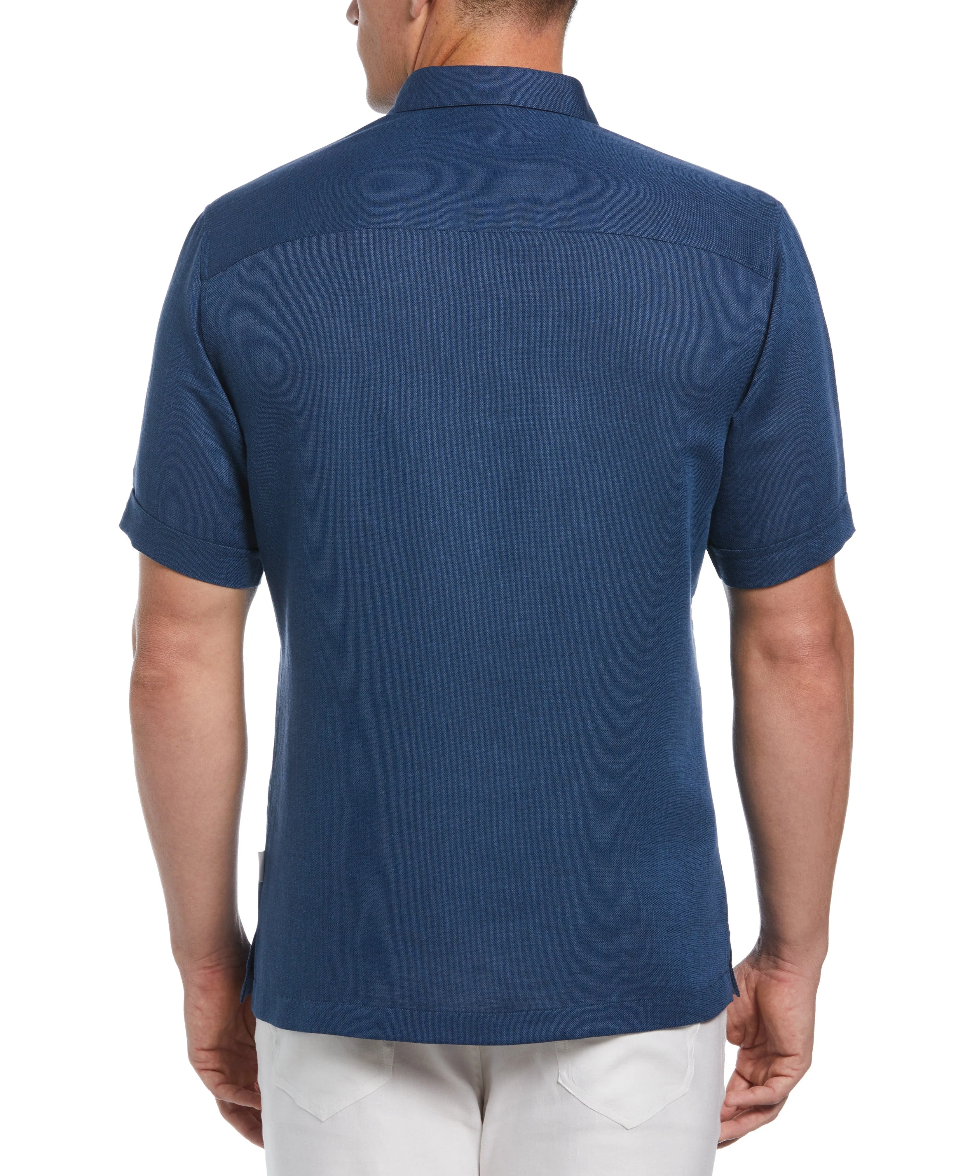 Striped Panel Double Lower Pocket Guayabera Shirt