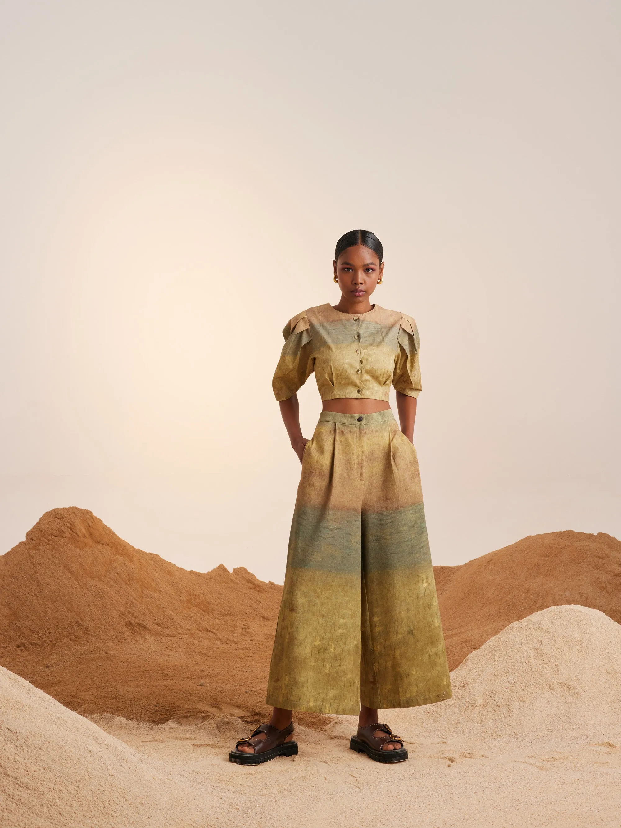 Summer Co-Ord Set Scalloped Impression-Cotton Satin Twill-Ss25-Scl-Set-Imp-Cord