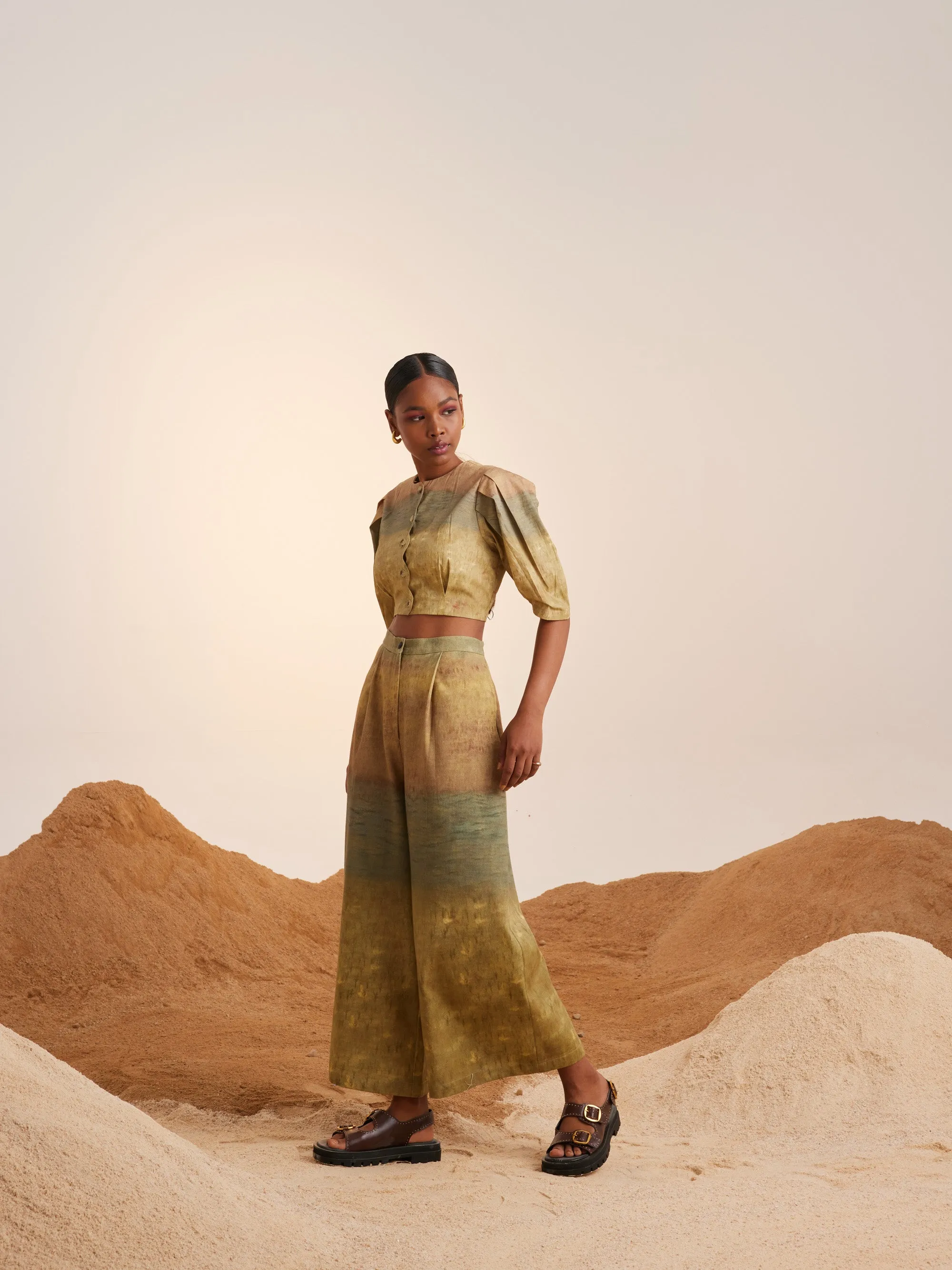 Summer Co-Ord Set Scalloped Impression-Cotton Satin Twill-Ss25-Scl-Set-Imp-Cord