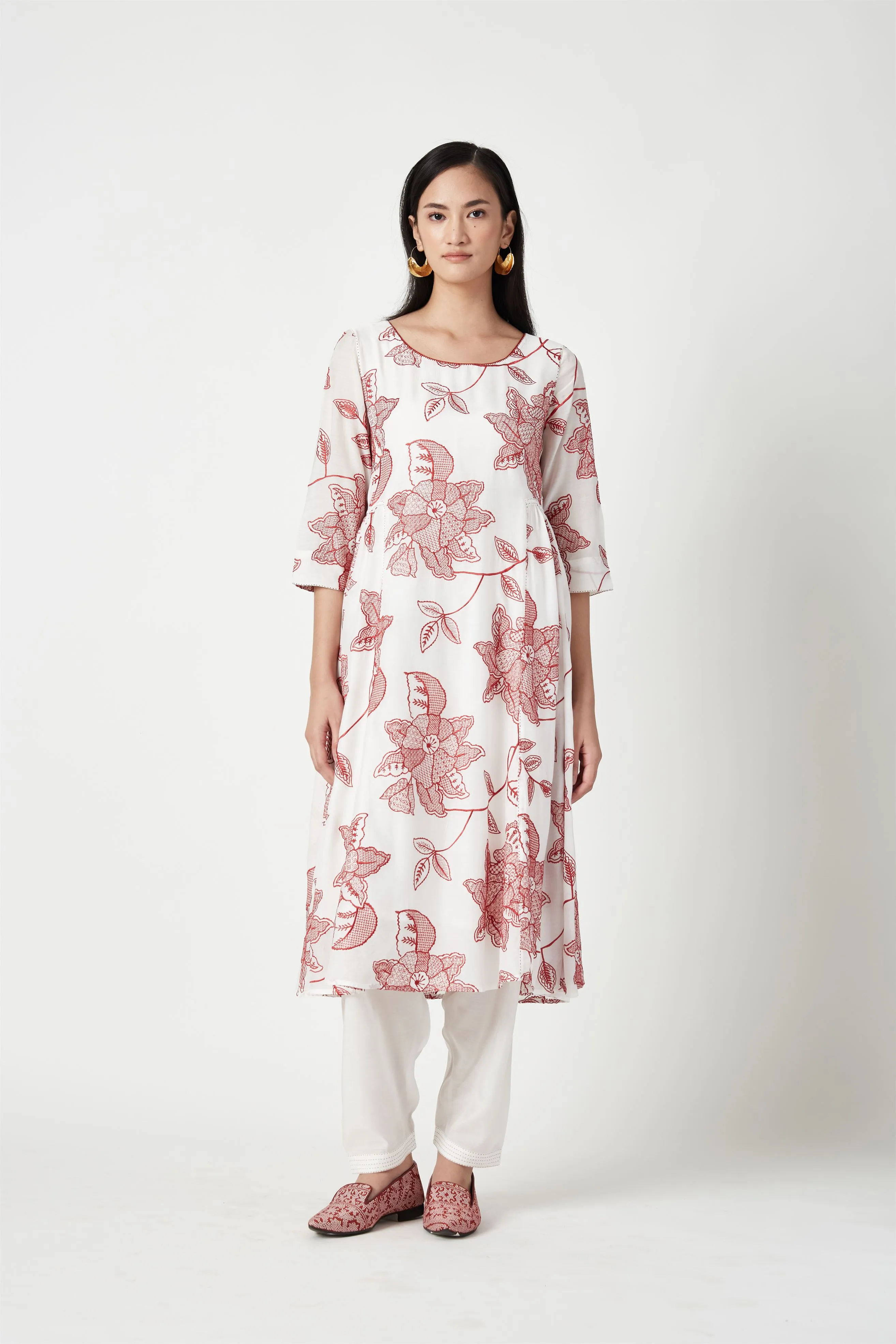 Summer Kurta Set Modal Muslin Embroidered-Fashion Edit Java 3-9JV-108B-Payal Pratap