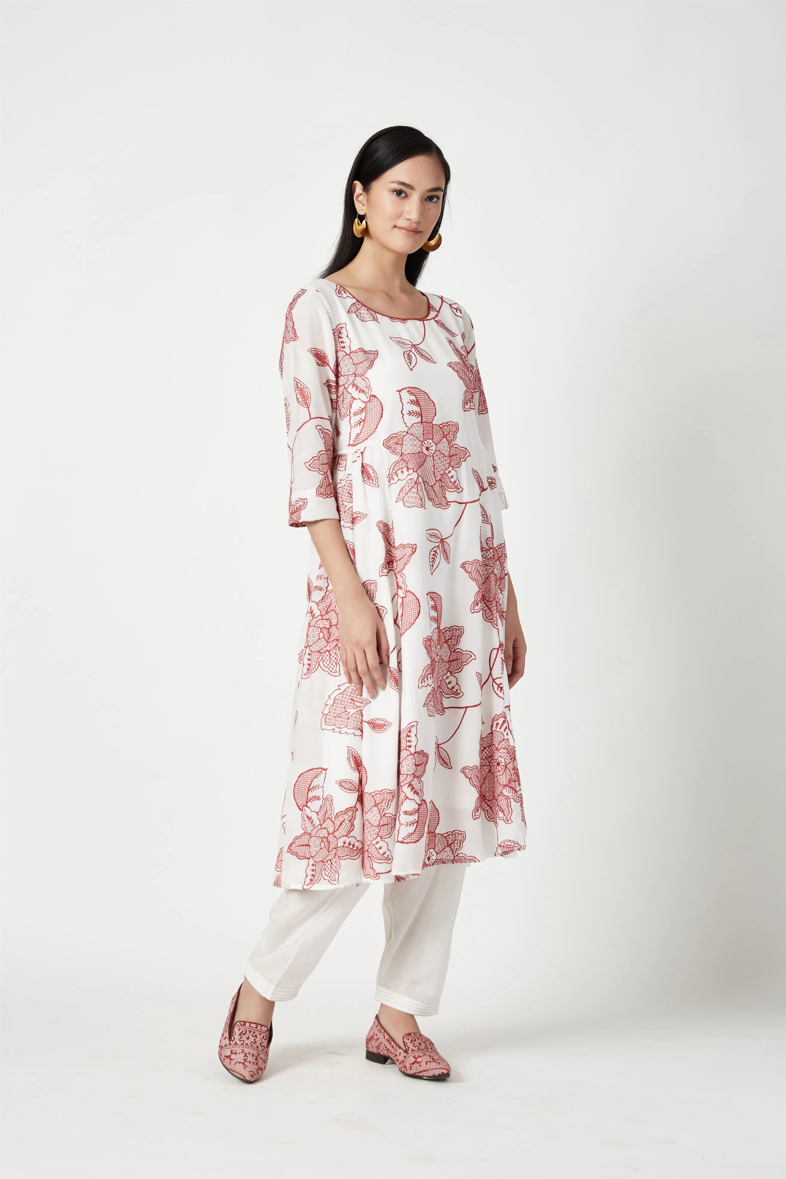 Summer Kurta Set Modal Muslin Embroidered-Fashion Edit Java 3-9JV-108B-Payal Pratap