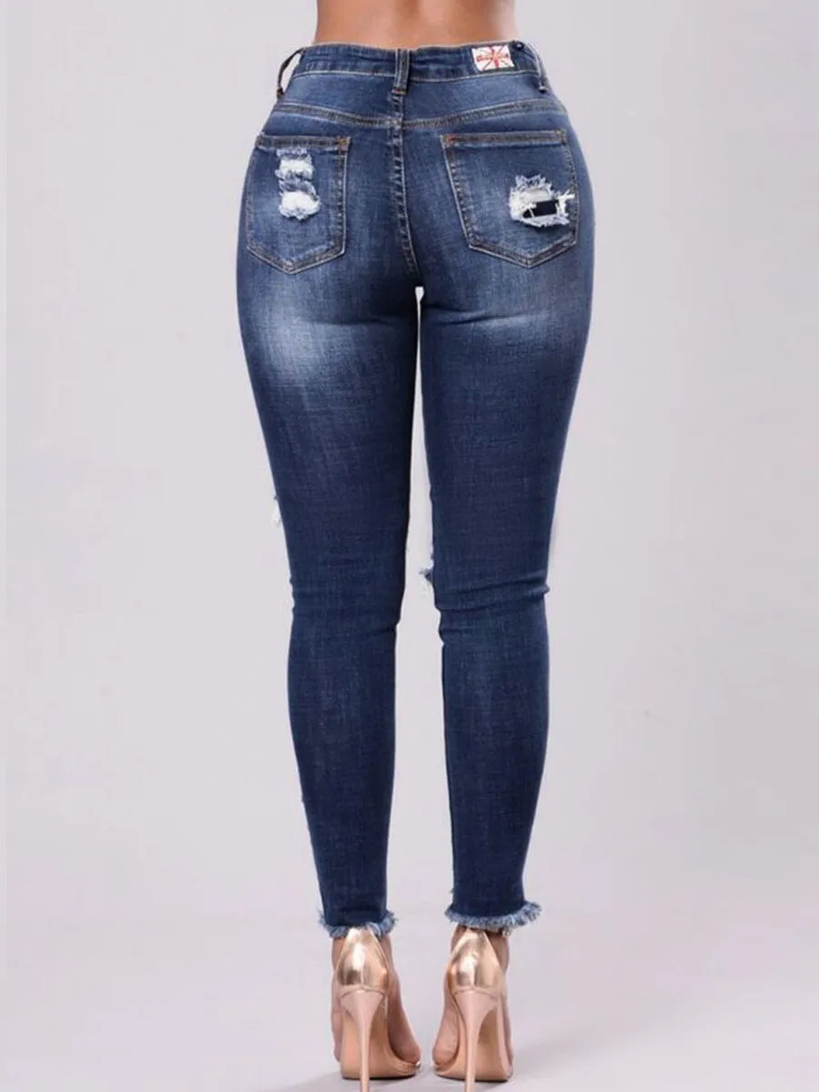 Summer woman ripped Jeans With Embroidery hole Sexy High Waist