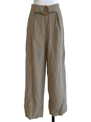 Tea Green Belted Waist Pants