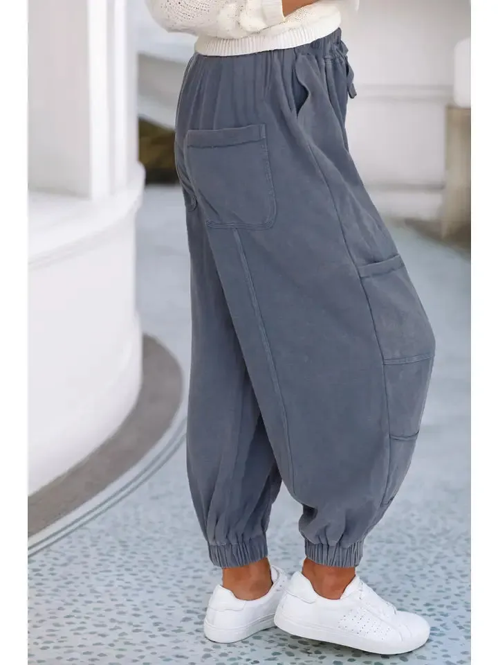 The Baylee Mineral Wash Harem Pant in Wild Wind