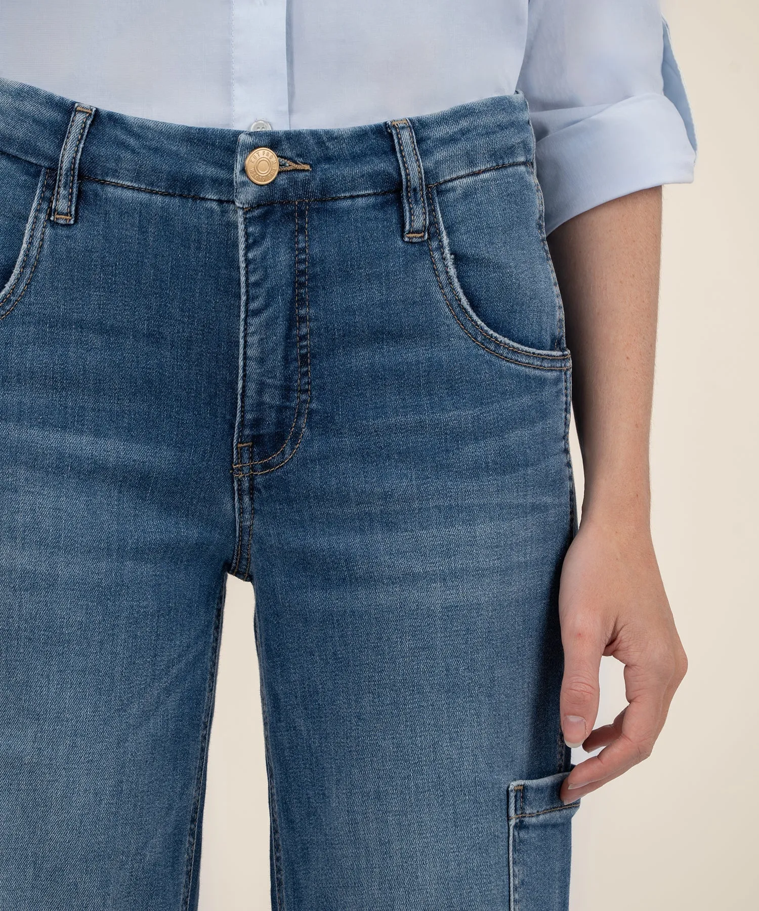 The Jodi High Rise Cargo Pocket Wide Leg Jeans - Creative
