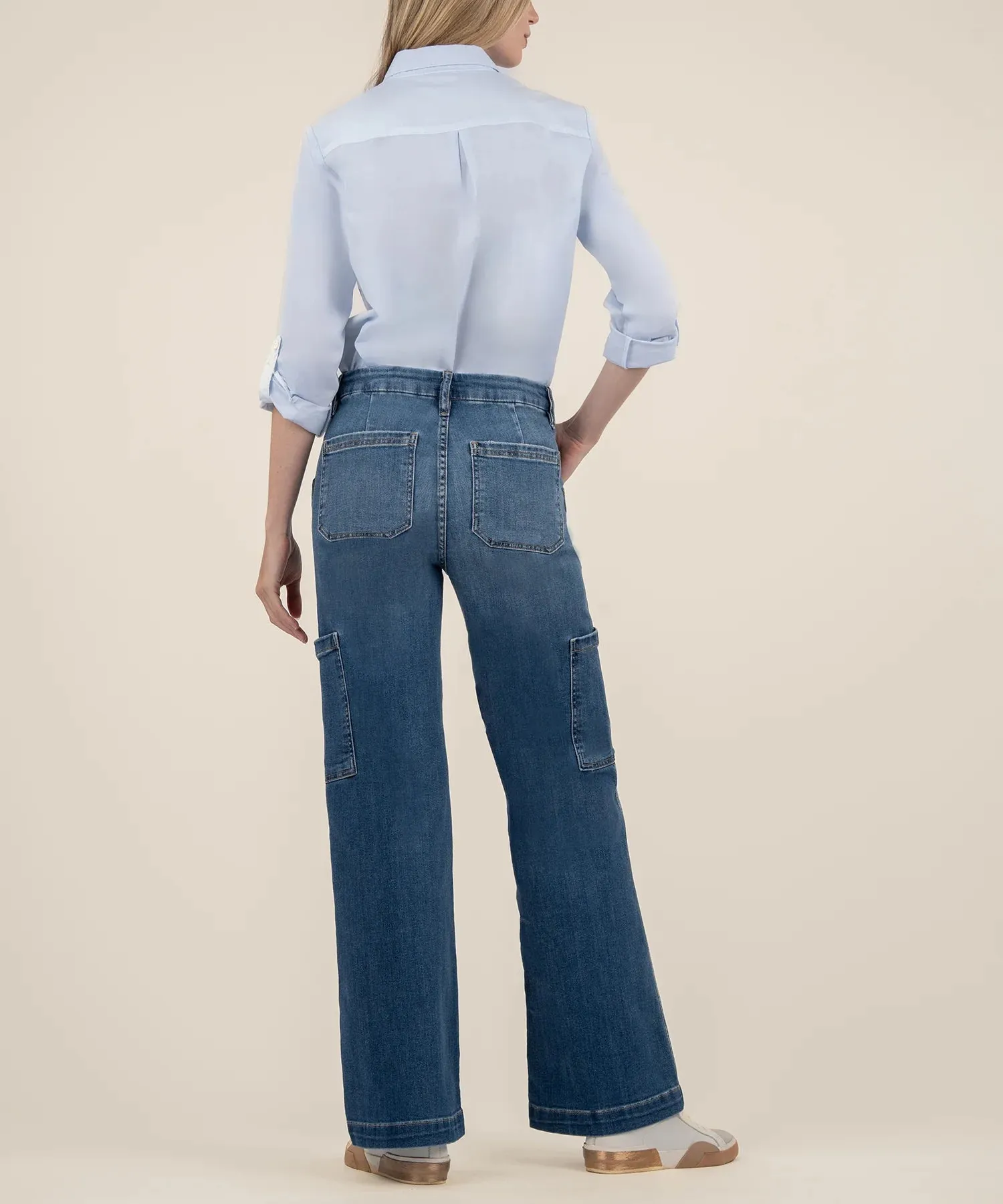 The Jodi High Rise Cargo Pocket Wide Leg Jeans - Creative