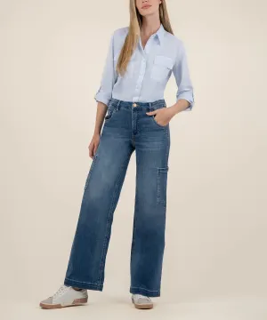The Jodi High Rise Cargo Pocket Wide Leg Jeans - Creative