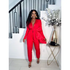 TOP FASHION CUTOUT BLAZER PANT SET