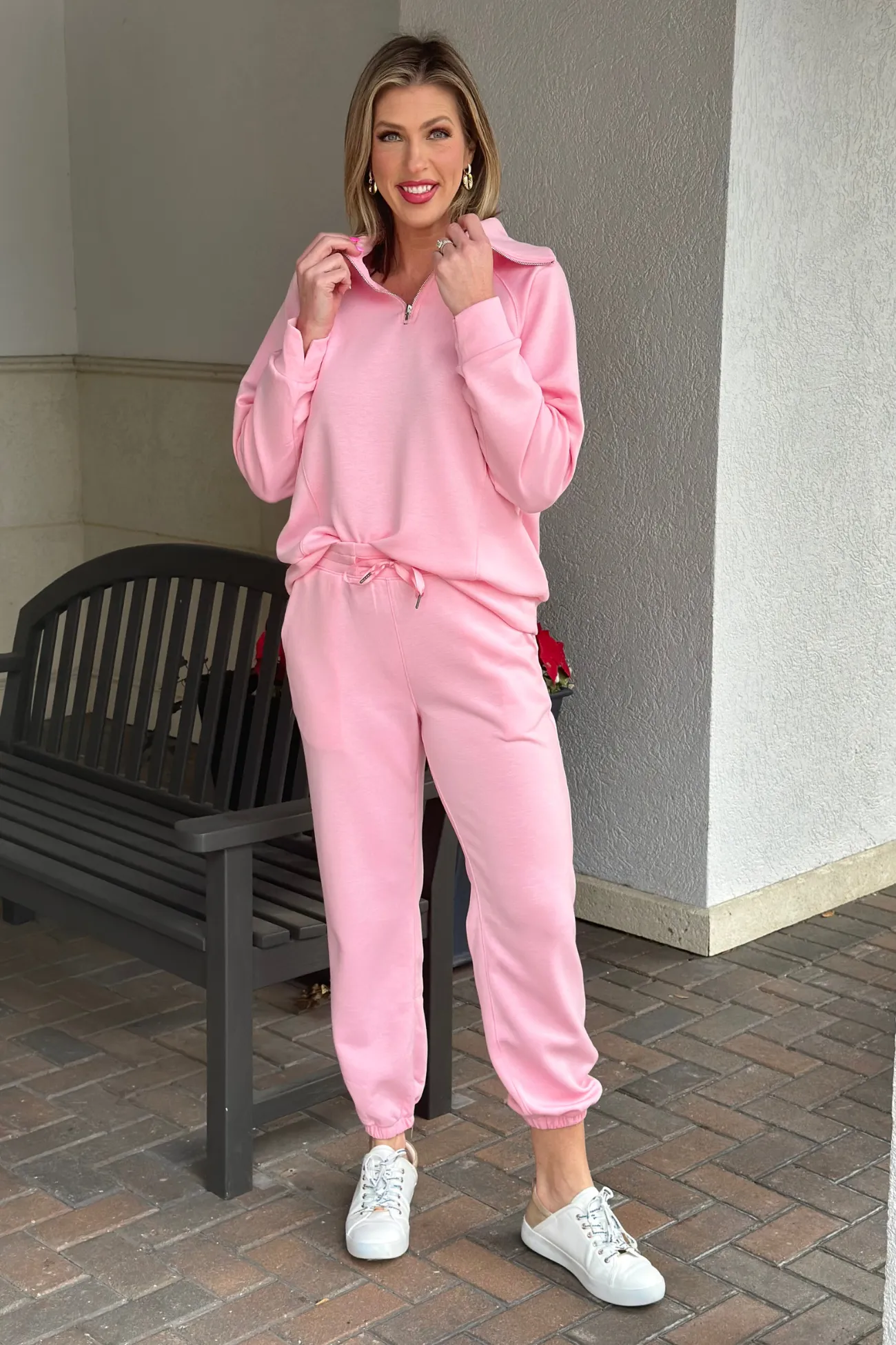 TPN: Hampton Comfy Girlie Buttery Soft Jogger Set In Blush Pink