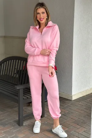 TPN: Hampton Comfy Girlie Buttery Soft Jogger Set In Blush Pink