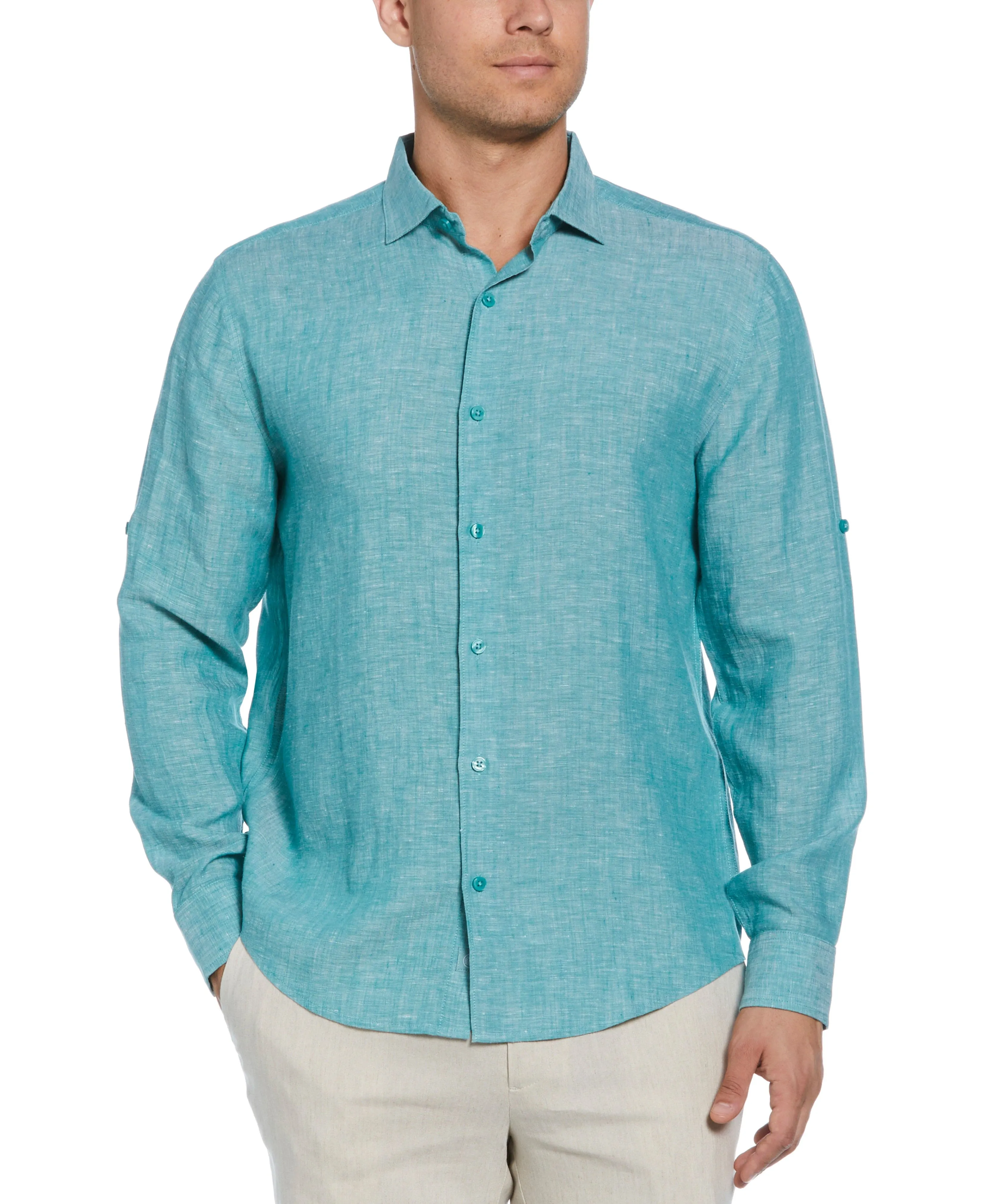 Travelselect™ Linen-Blend Rolled Sleeve Shirt