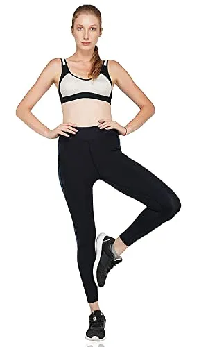 UNBEATABLE Stretchable Gym wear Sports Leggings Ankle Length Workout Tights | Sports Fitness Yoga Track Pants for Girls & Women (Large, Blue)