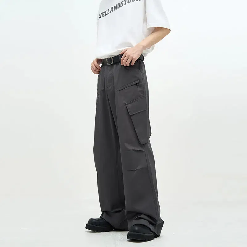 Unisex Wide-leg Nylon Overalls Pants