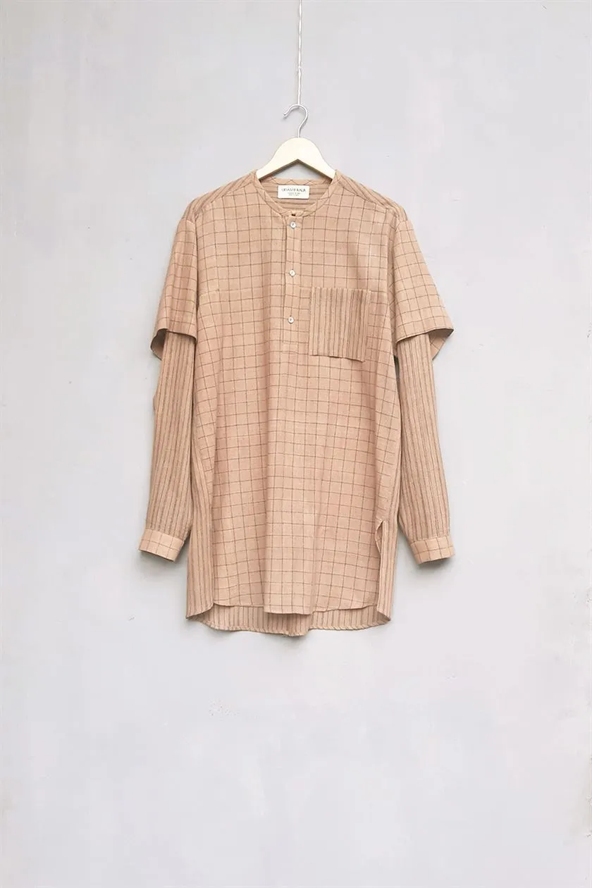 Urvashi Kaur   I   Puxi SHIRT OKA kala cotton nude TESSELLATE- 62