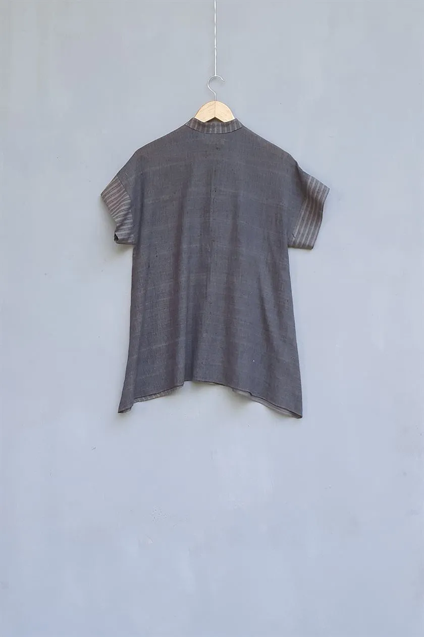 Urvashi Kaur   I   Sheung TOP NOVA TOP handloom Organic cotton  slate TESSELLATE- 67