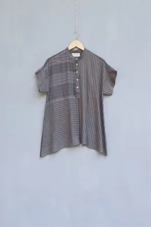 Urvashi Kaur   I   Sheung TOP NOVA TOP handloom Organic cotton  slate TESSELLATE- 67