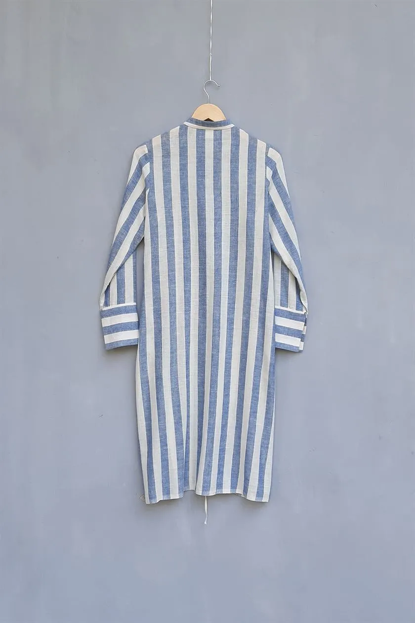 Urvashi Kaur   I   Takamatsu LONG SHIRT CELESTE TUNIC Hand Spun Cotton shell and Indigo TESSELLATE- 51