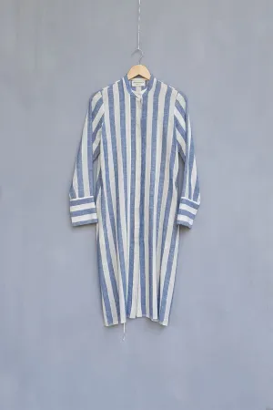 Urvashi Kaur   I   Takamatsu LONG SHIRT CELESTE TUNIC Hand Spun Cotton shell and Indigo TESSELLATE- 51