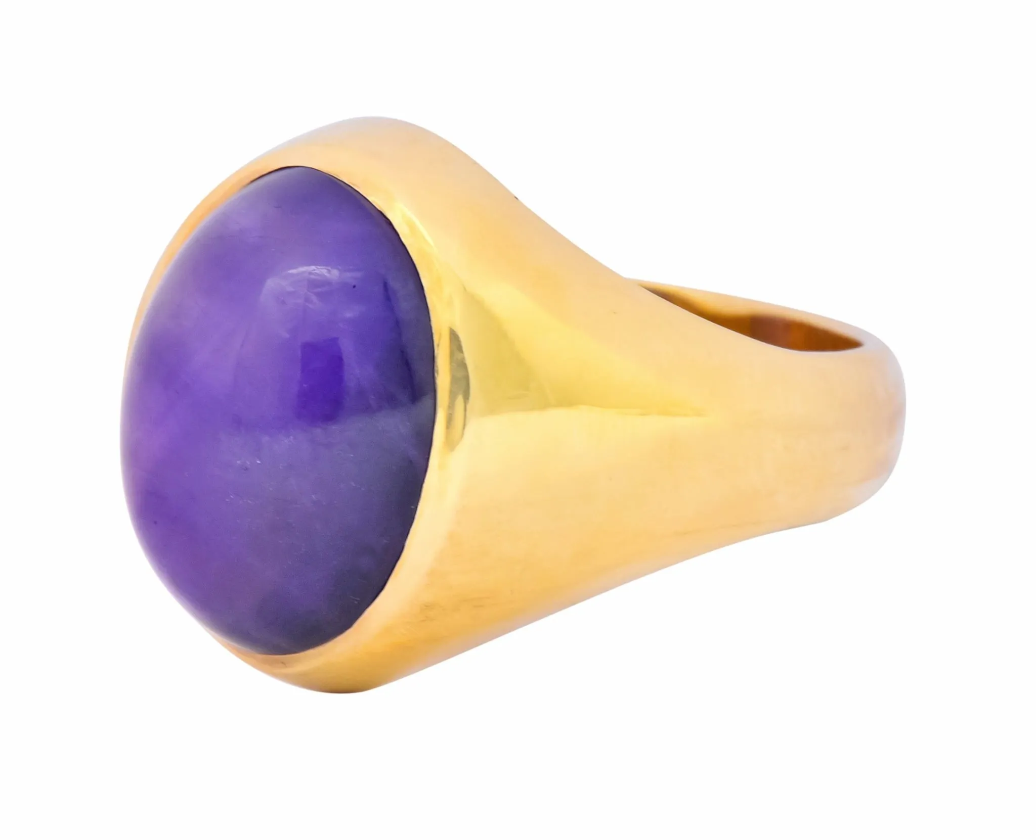 Vintage Amethyst 14 Karat Gold Cabochon Unisex Ring