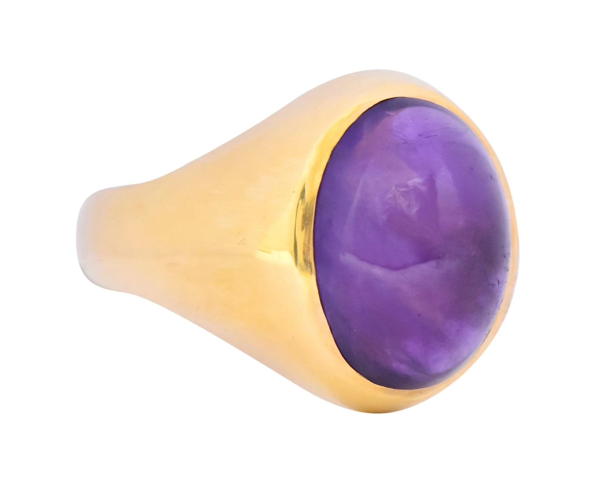 Vintage Amethyst 14 Karat Gold Cabochon Unisex Ring