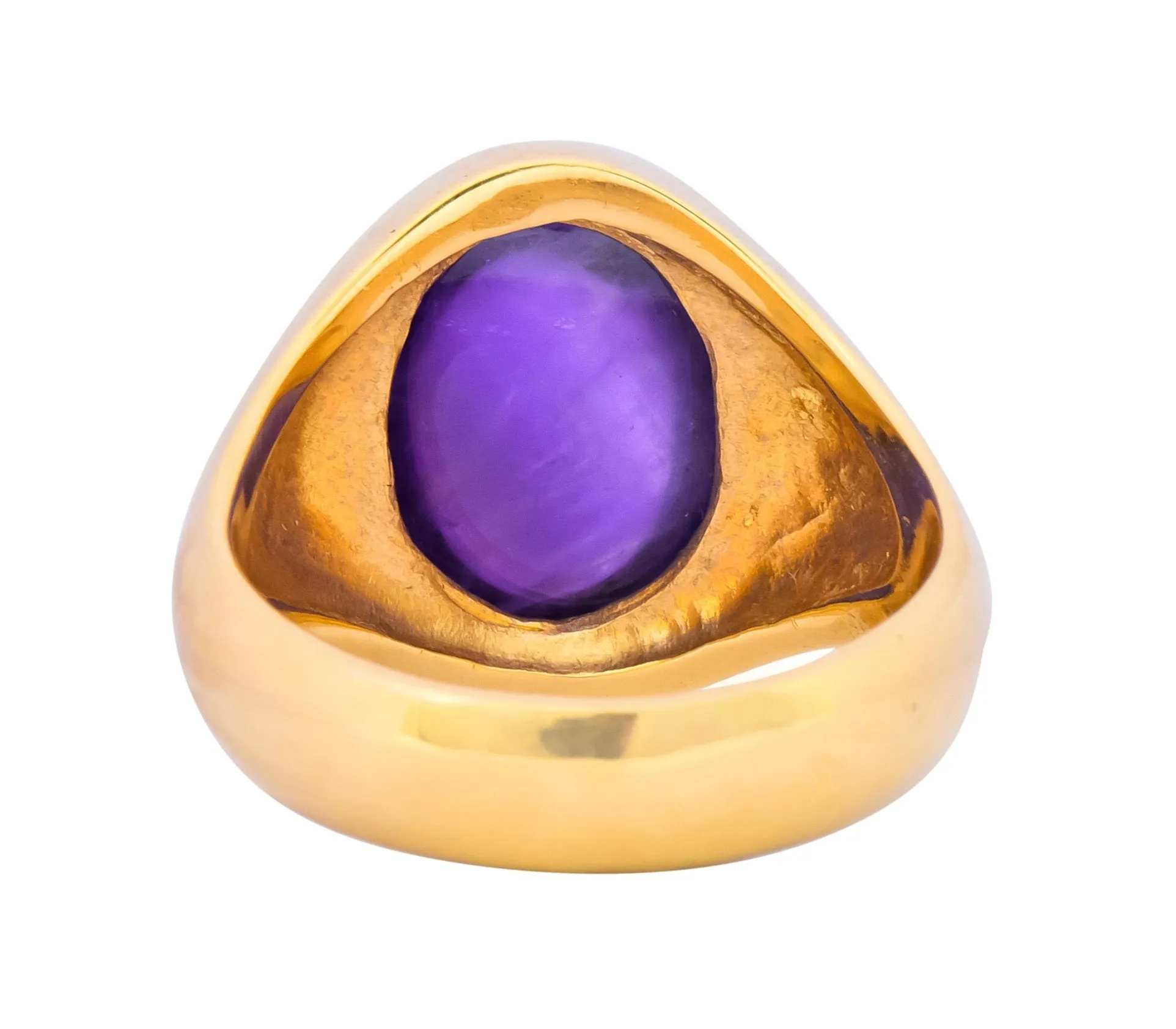 Vintage Amethyst 14 Karat Gold Cabochon Unisex Ring