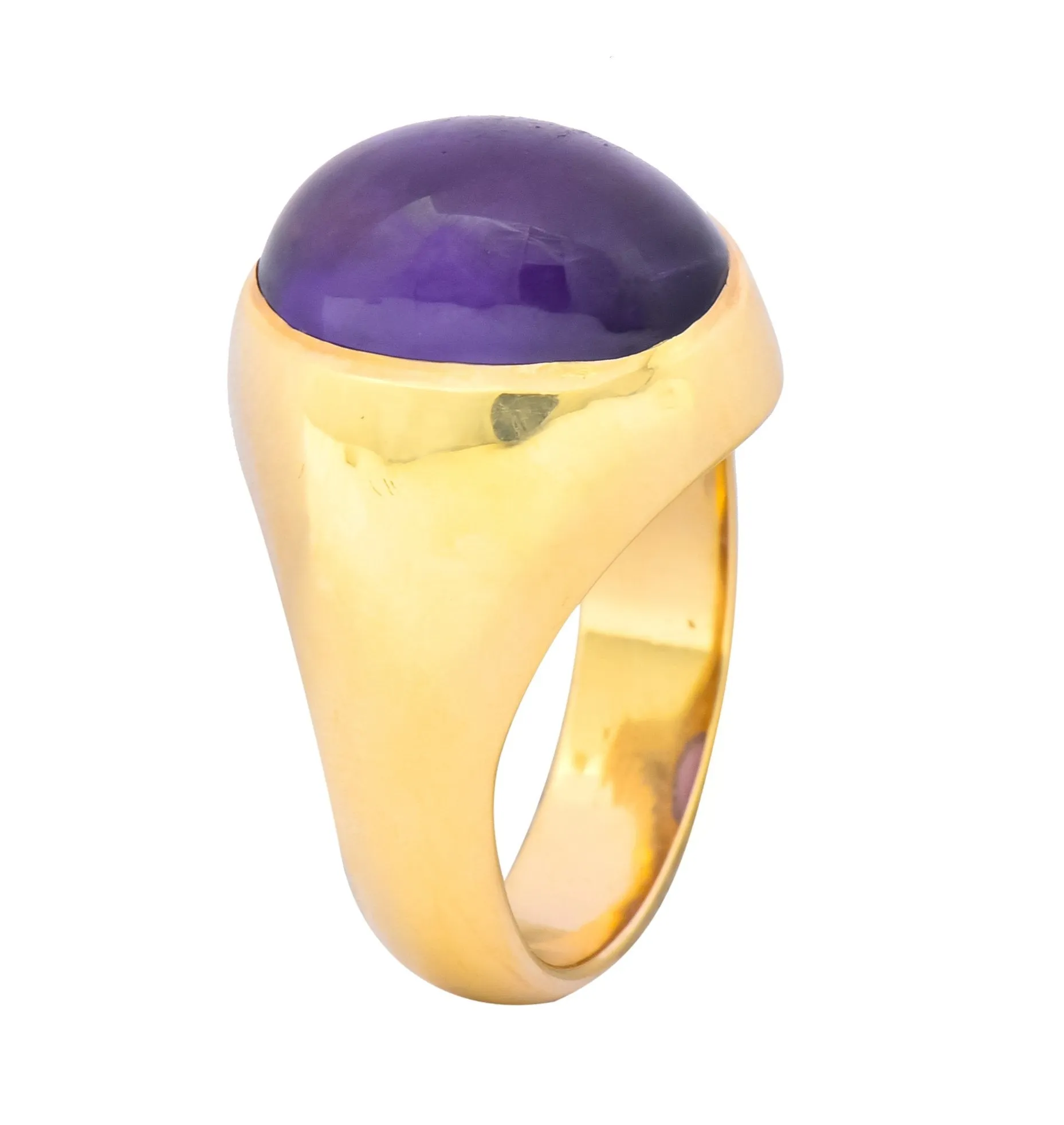 Vintage Amethyst 14 Karat Gold Cabochon Unisex Ring