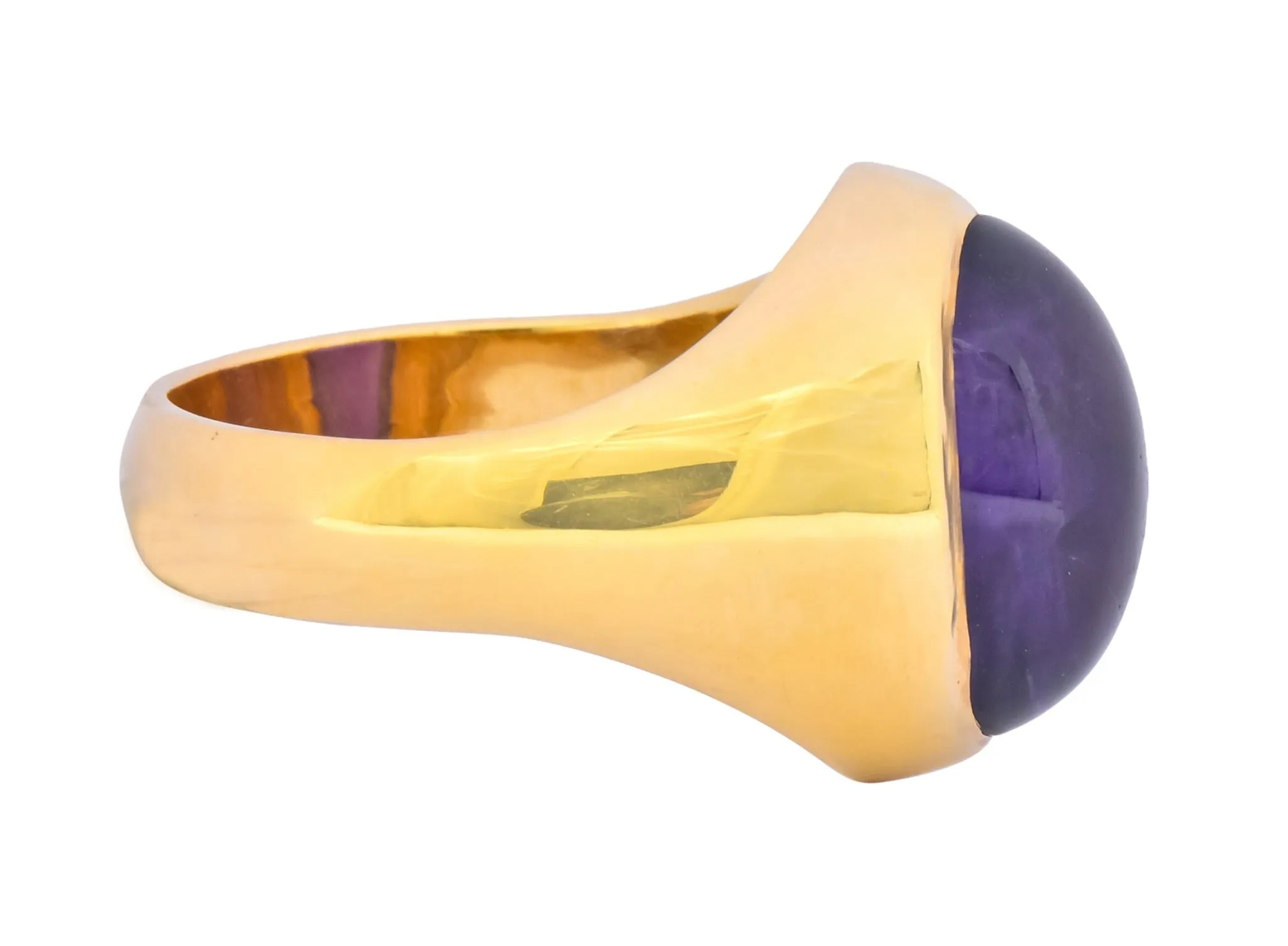 Vintage Amethyst 14 Karat Gold Cabochon Unisex Ring