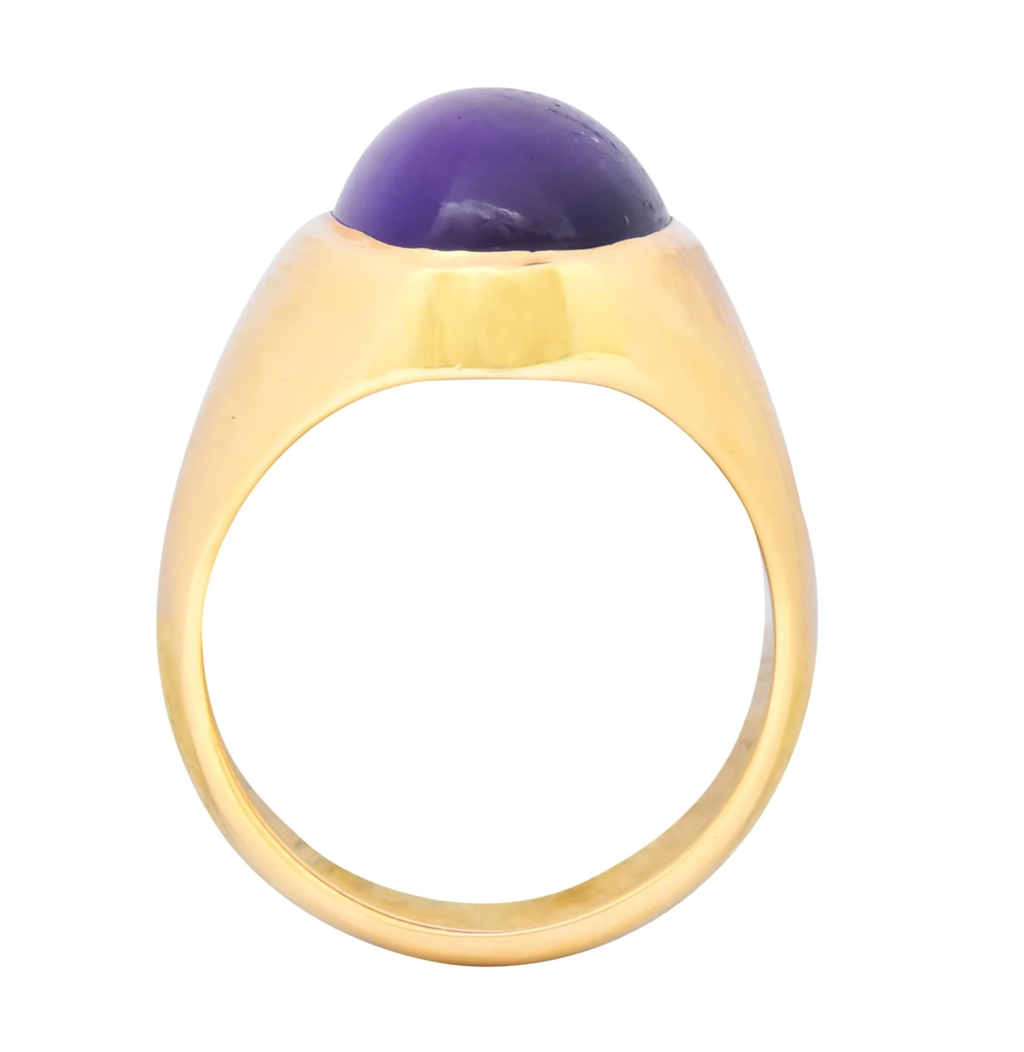 Vintage Amethyst 14 Karat Gold Cabochon Unisex Ring