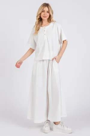 White Half Button Half Sleeve Top and Pants Set