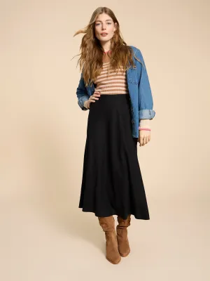 White Stuff UK Clemence Linen Blend Skirt Pure Black
