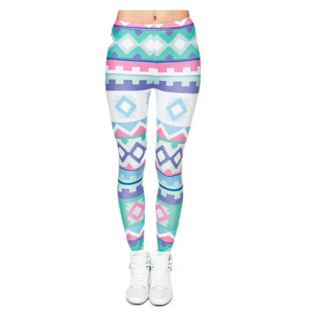 wholelsales New Fashion Women leggings 3D Printed color legins Ray fluorescence leggins pant legging for Woman 15 Colors