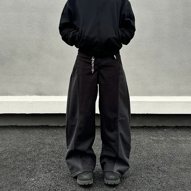 Wide-Leg Woolen Drape Casual Pants