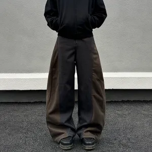 Wide-Leg Woolen Drape Casual Pants