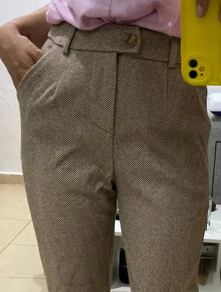 Women Harem Pencil Woolen Pants