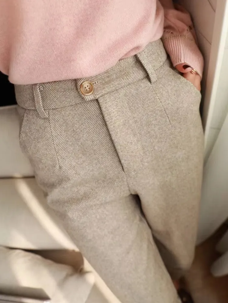 Women Harem Pencil Woolen Pants