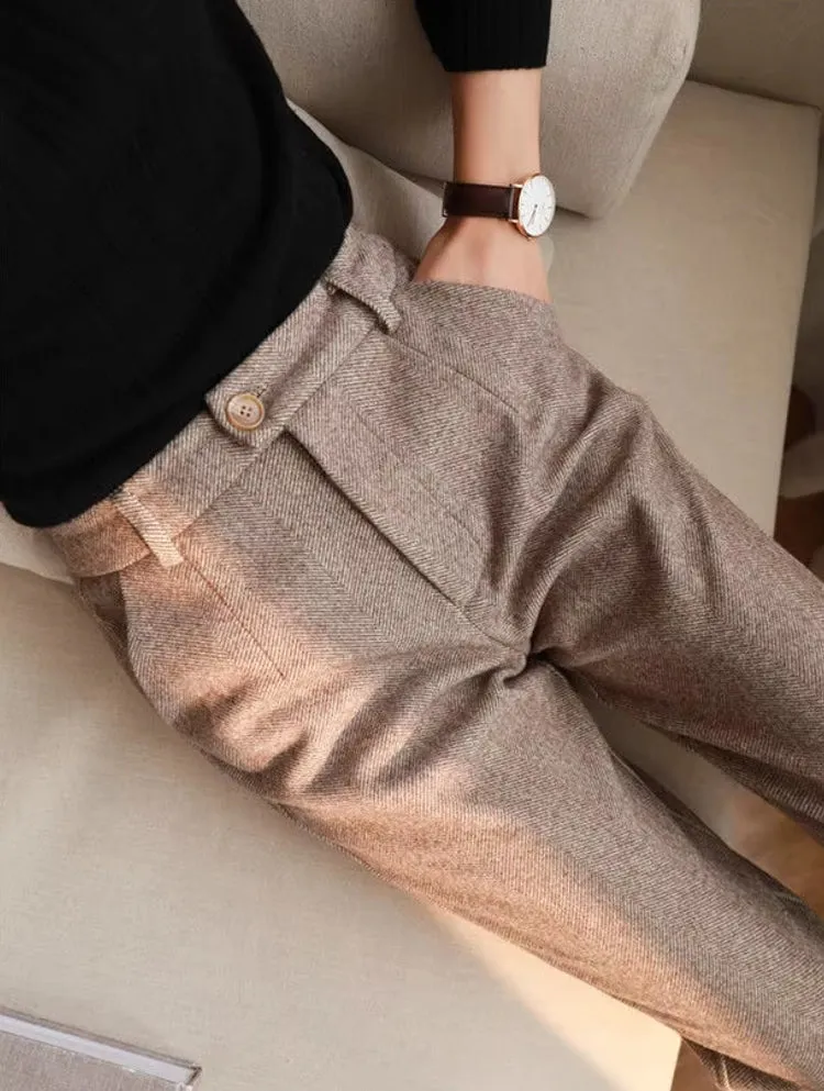 Women Harem Pencil Woolen Pants