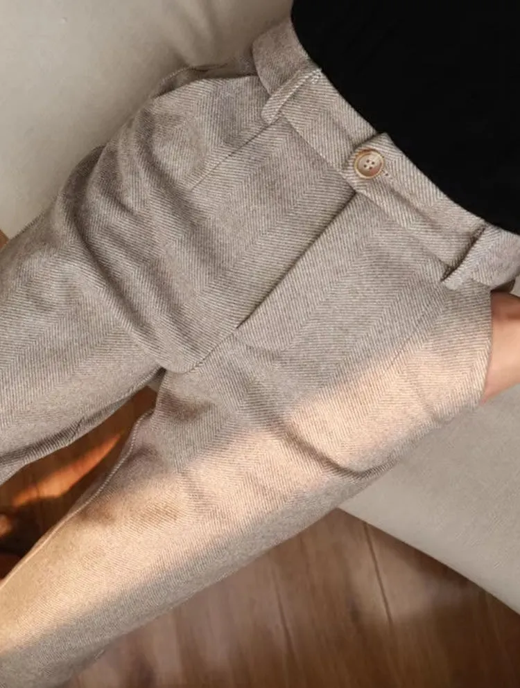 Women Harem Pencil Woolen Pants