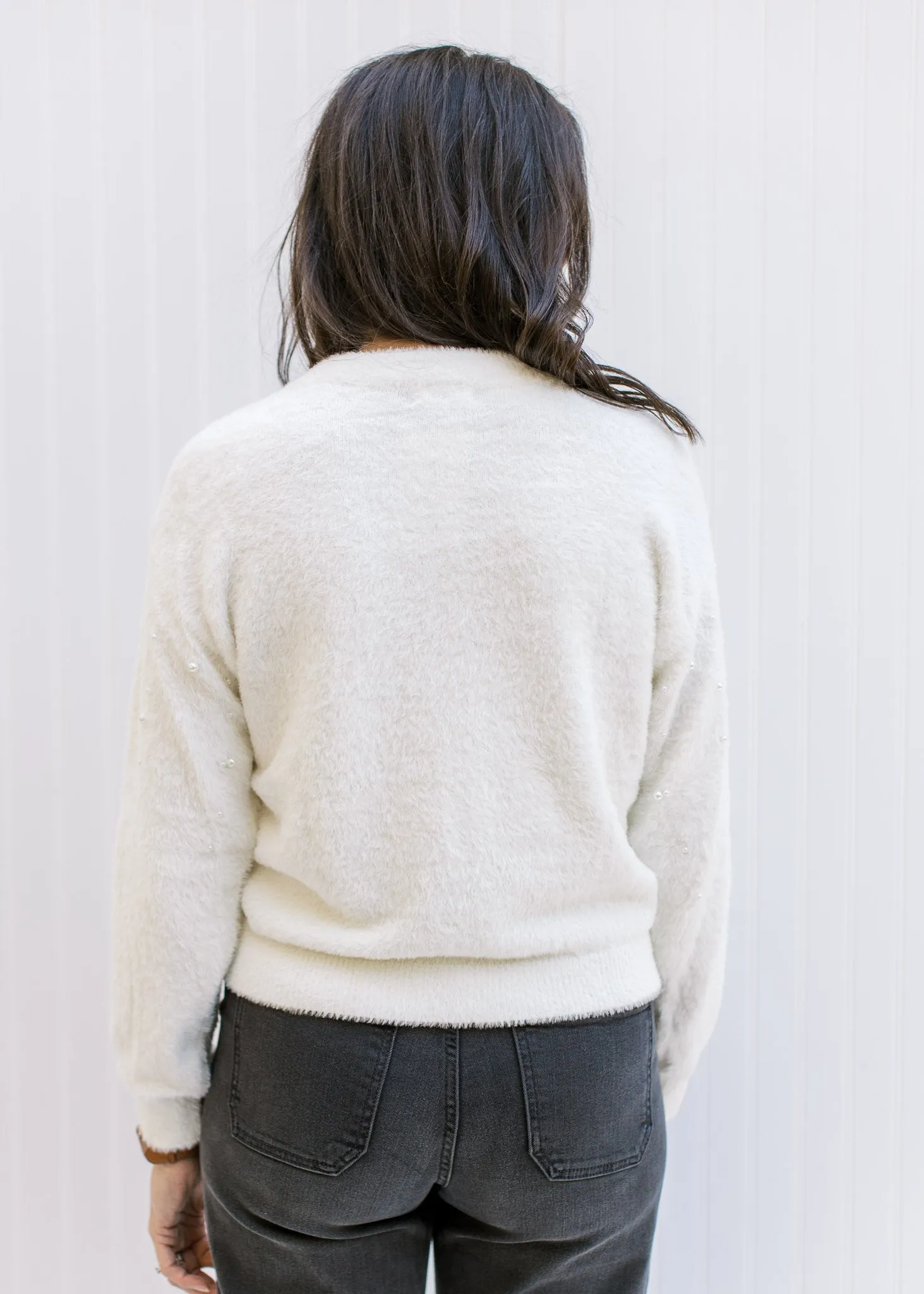 X Pearl Drops Cream Sweater