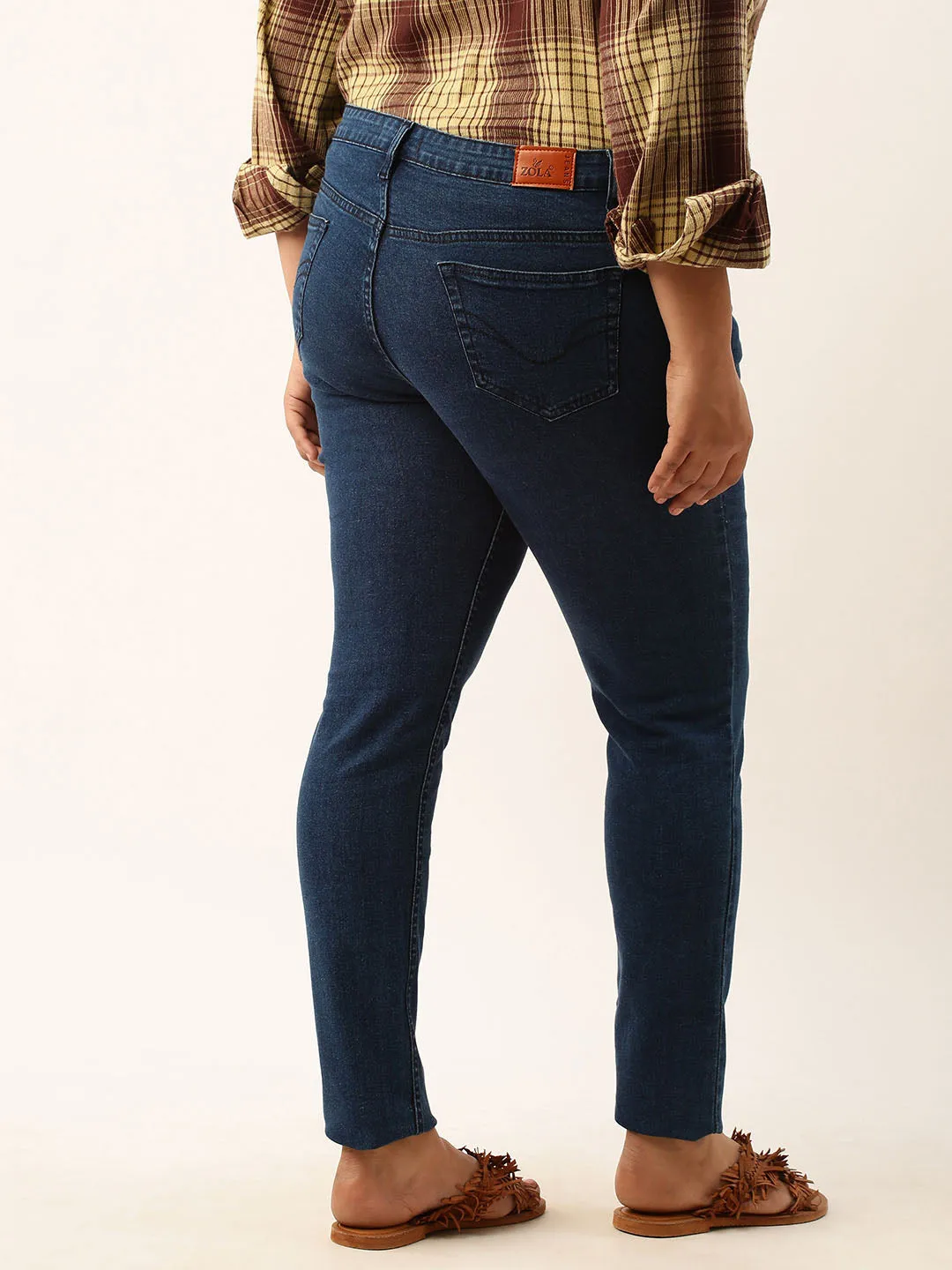 ZOLA Dx Blue Pencil Fit Full Length Denim Jeans For Women